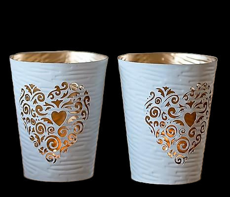 White & Gold Heart Votive